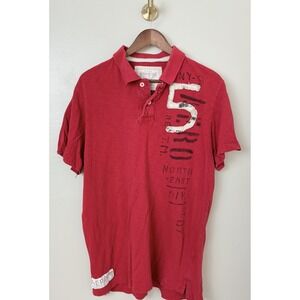 Aeropostale Mens Y2K Polo Shirt Rugby Large Red Preppy Retro Malibu Graphic #5‎